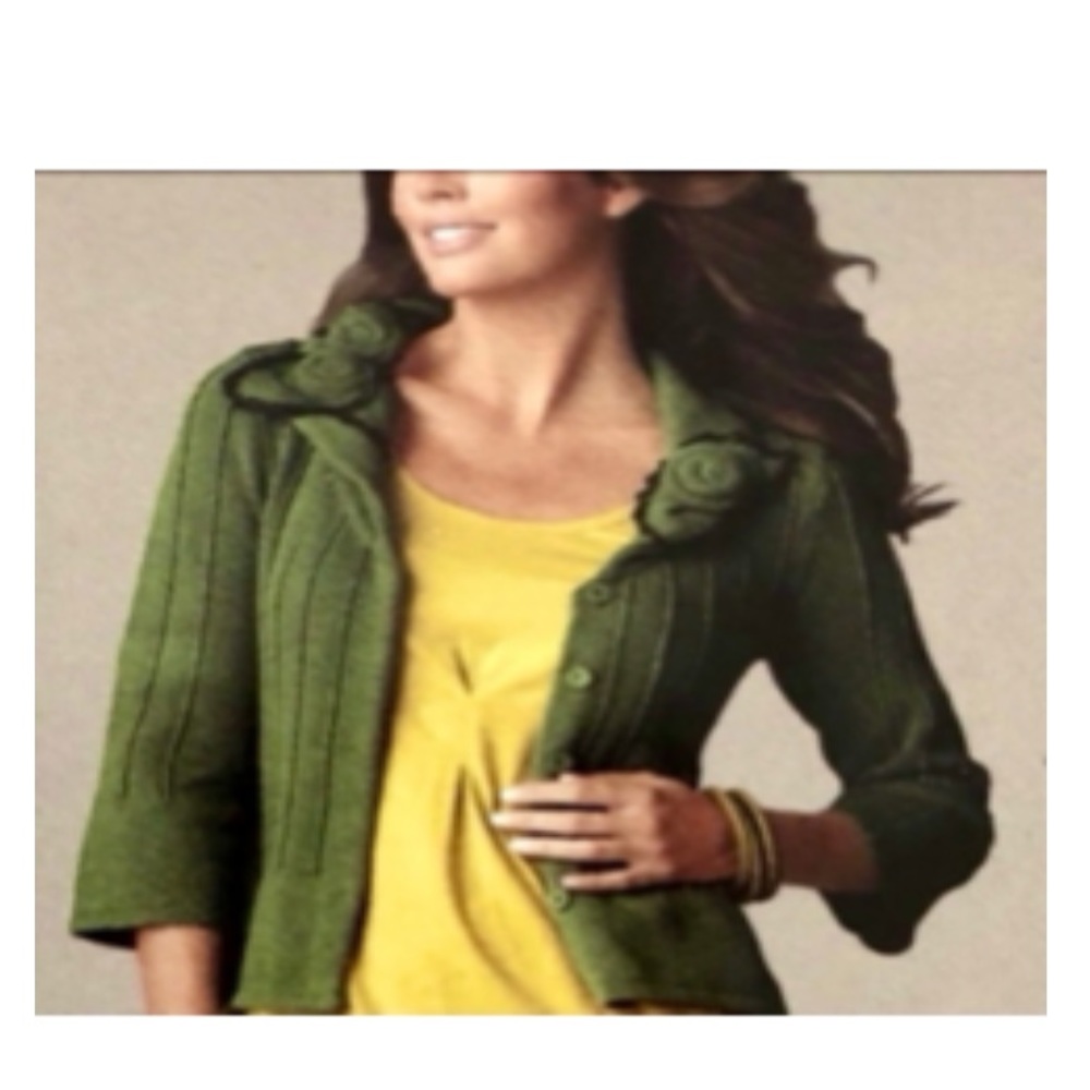 Cabi Cardigan, olive green, size M, style 871 VGUC